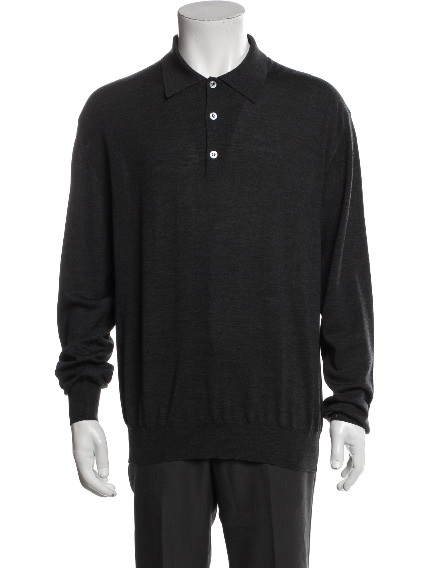 Brioni Wool Collar Polo Sweater